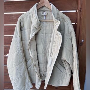 Free People Quilted Jacket in Cream White